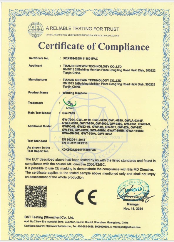 Transformer winding machine CE certificate Transformer winding machine CE certificate